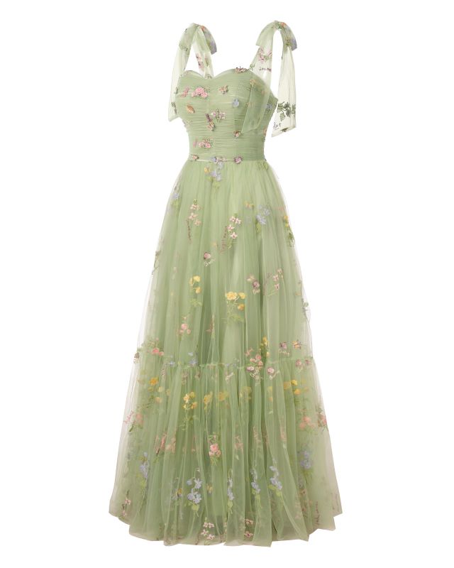 Cute Green A-line Maxi Long Party Prom Dresses,Evening Dress,13303