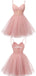 Cute Pink A-line Spaghetti Straps Mini Short Prom Homecoming Dresses Online,CM1000