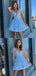 Cute Blue A-line Mini Short Prom Homecoming Dresses Online,CM994