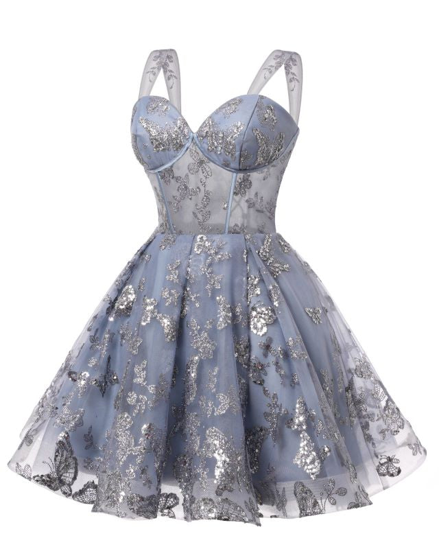 Cute Grey A-line Mini Short Prom Homecoming Dresses Online,CM1002