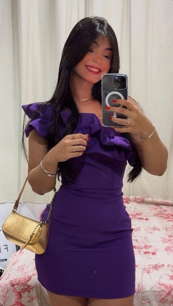 Sexy Purple Sheath One Shoulder Mini Short Prom Homecoming Dresses,CM985