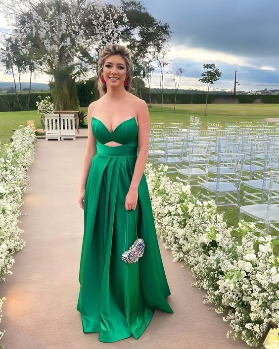 Sexy A-line Green Strapless Maxi Long Party Prom Dresses To Impress,Evening Dress,13369