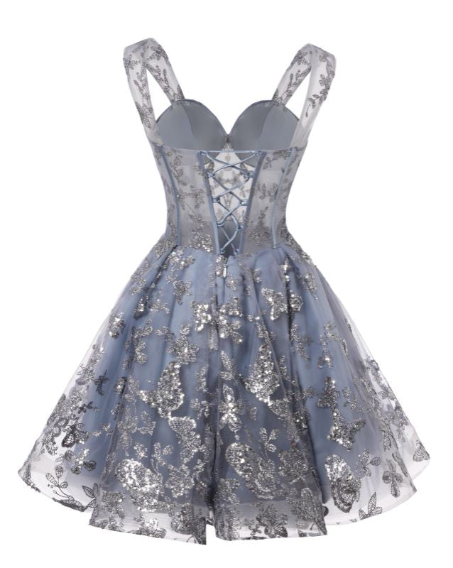 Cute Grey A-line Mini Short Prom Homecoming Dresses Online,CM1002