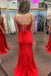 Gorgeous Red Mermaid Side Slit Long Party Prom Dresses To Impress,Evening Dress,13536