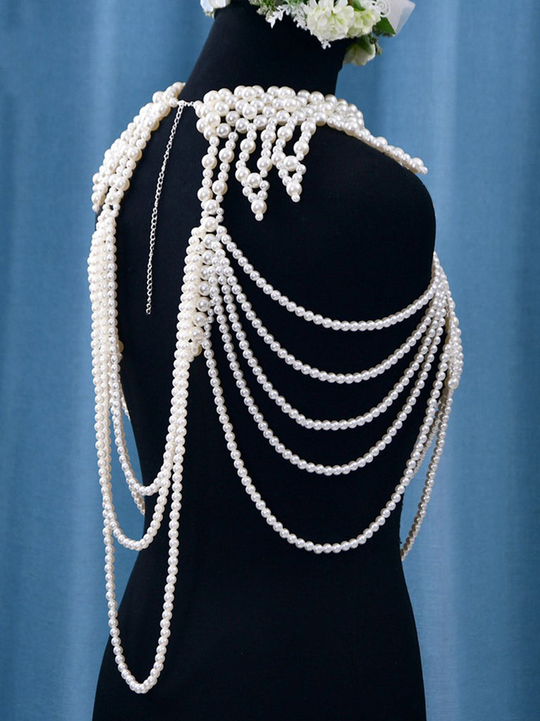 Beautiful Handmade Pearl Shawl Shoulder Chain, VG39