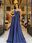 Blue A-line Strapless Maxi Long Party Prom Dresses, Evening Dress,13143