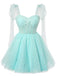 Cute Blue A-line Long Sleeves Mini Short Prom Homecoming Dresses Online,CM1001