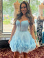 Cute Blue A-line Spaghetti Straps Mini Short Prom Homecoming Dresses,CM983