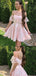 Cute Pink A-line Off Shoulder Mini Short Prom Homecoming Dresses Online,CM1017