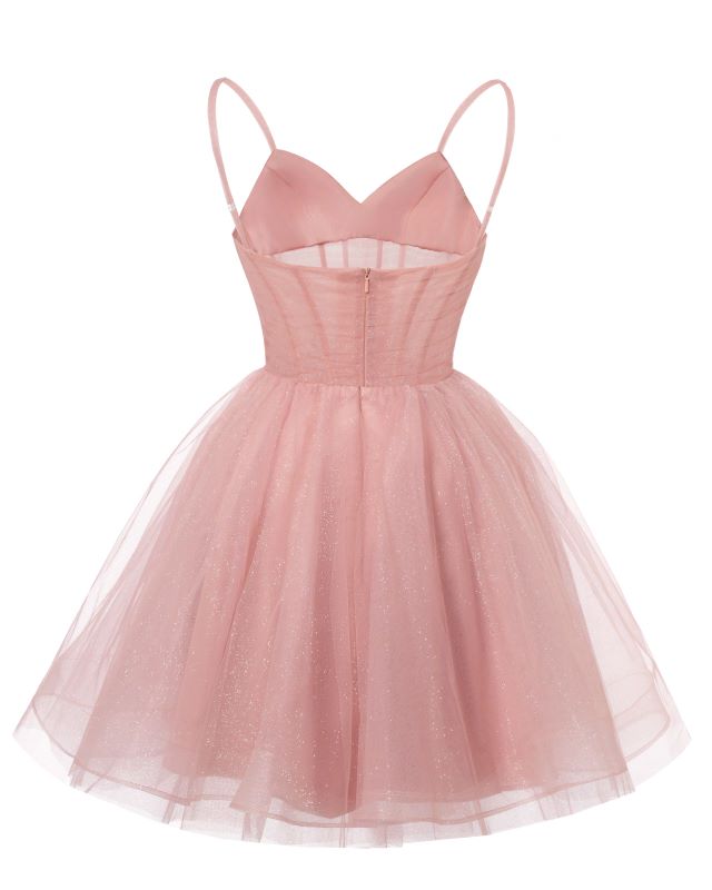 Cute Pink A-line Spaghetti Straps Mini Short Prom Homecoming Dresses Online,CM1000