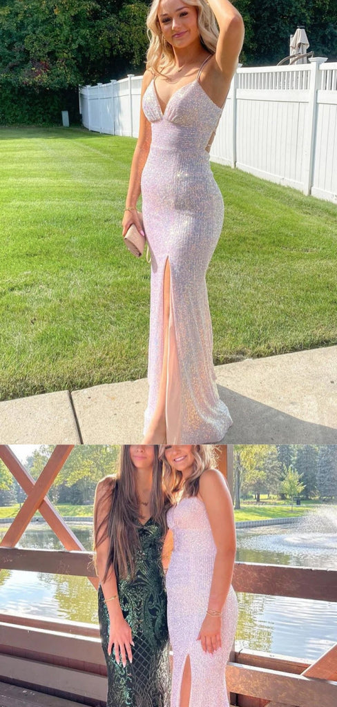 Sexy Pink Mermaid V-neck Long Party Prom Dresses To Impress,Evening Dress,13478