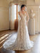 Elegant A-line Sweetheart Strapless Maxi Long Handmade Lace Wedding Dresses,WD805