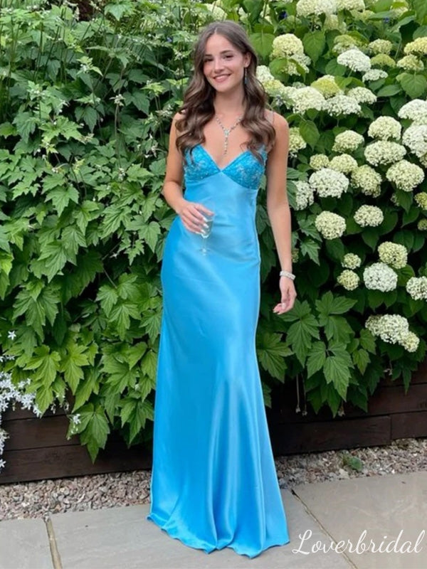 Elegant Blue V-neck Maxi Long Party Prom Dresses To Impress,Evening Dress,13448