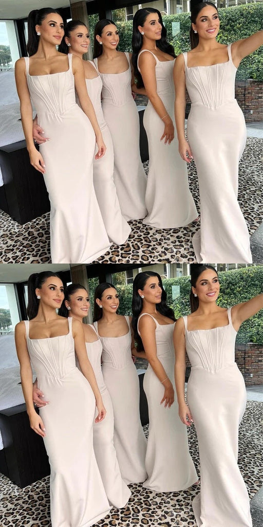 Elegant Mermaid Straps Maxi Long Bridesmaid Dresses For Wedding,WG1567