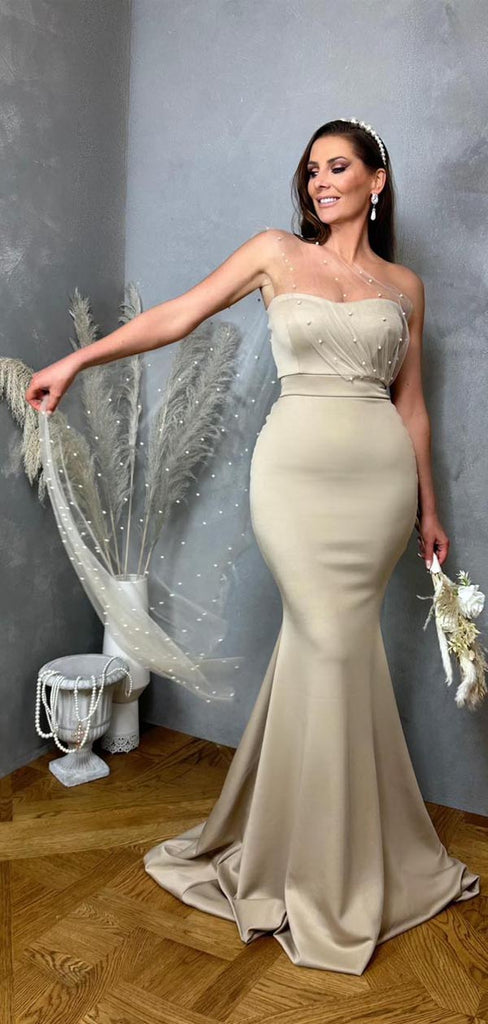 Elegant Mermaid Sweetheart Maxi Long Wedding Guest Bridesmaid Dresses,WG1522