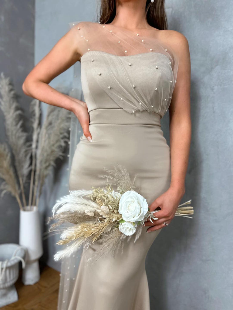 Elegant Mermaid Sweetheart Maxi Long Wedding Guest Bridesmaid Dresses,WG1522