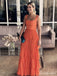 Elegant Orange A-line Square Long Party Prom Dresses To Impress,Evening Dress,13497