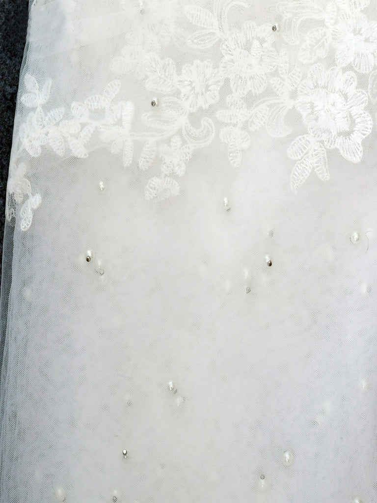 Elegant Pearl Tail Lace Shawl, VG59