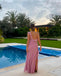 Elegant Pink A-line With Slit Maxi Long Party Prom Dresses,Evening Dress,13338