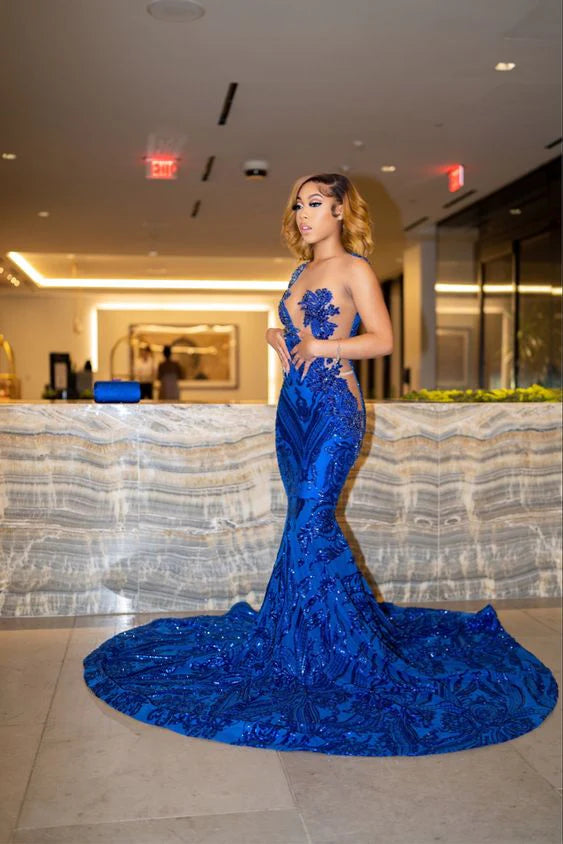 Gorgeous Blue Mermaid Long Party Prom Dresses To Impress,Evening Dress,13498