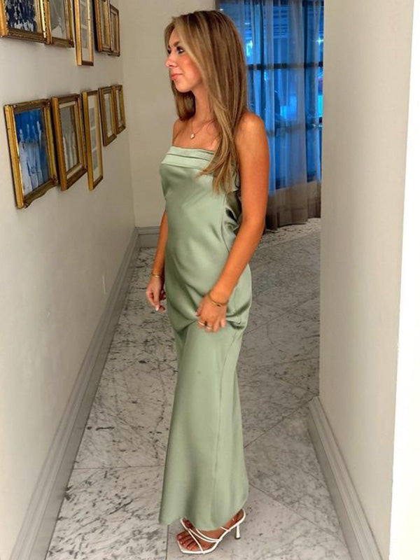 Elegant Green Sheath Strapless Maxi Long Party Prom Dresses,Evening Dress,13327