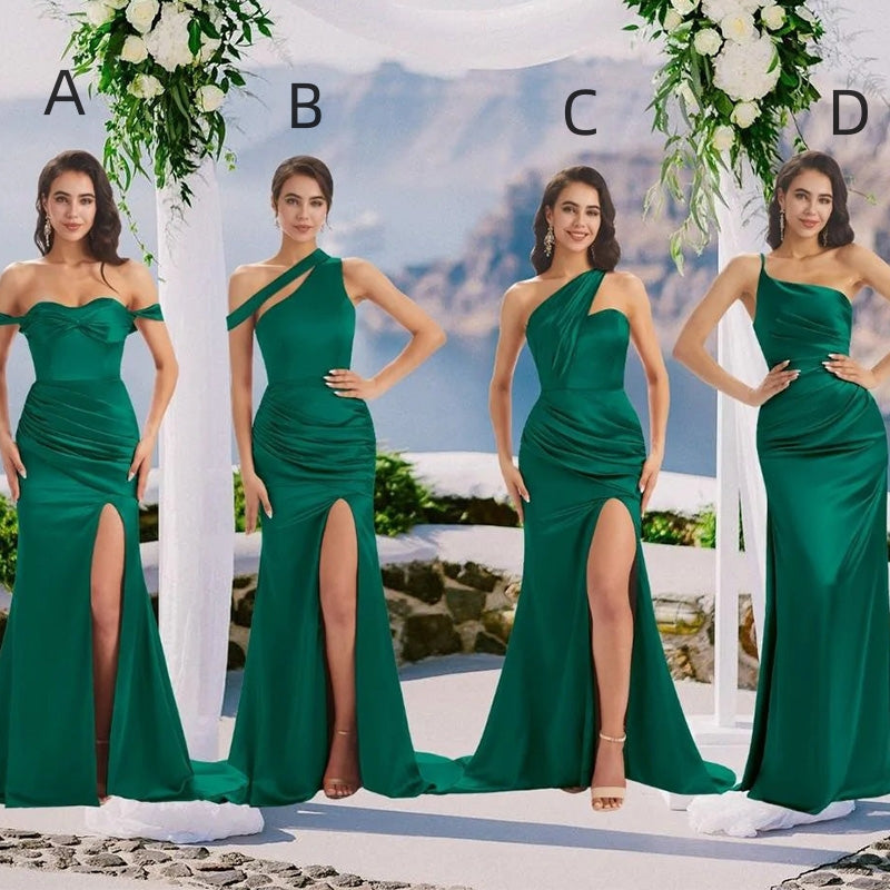 Mismatched Emerald Green Mermaid Maxi Long Bridesmaid Dresses For Wedding Party,WG1638