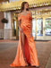 Sexy Orange Mermaid Side Slit Maxi Long Party Prom Dresses,Evening Dress,13360