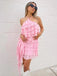 Sexy Pink A-line Spaghetti Straps Mini Short Prom Homecoming Dresses,CM980