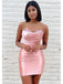 Sexy Pink Sheath Strapless Mini Short Prom Homecoming Dresses Online,CM1012