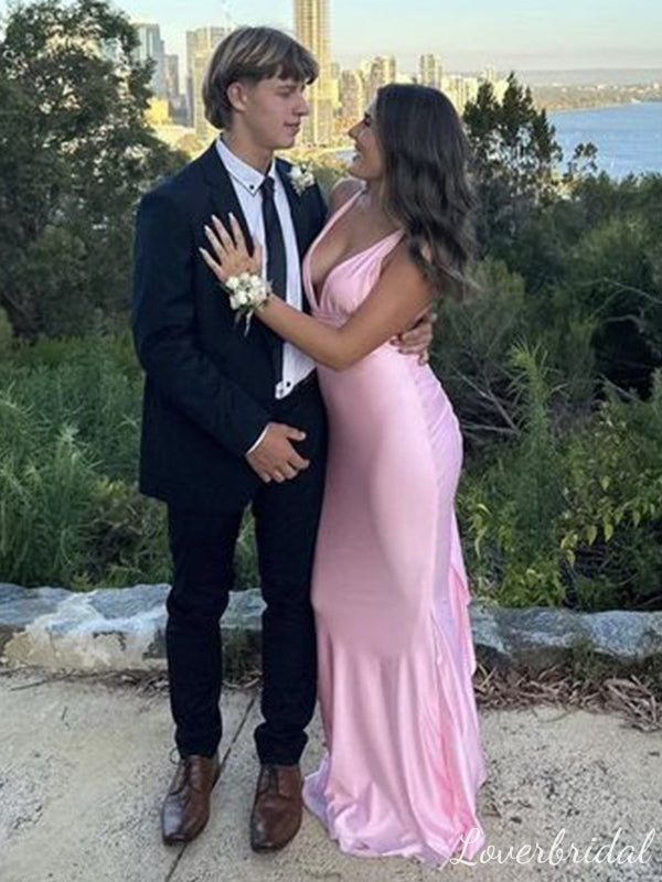 Sexy Pink Mermaid V-neck Long Party Prom Dresses To Impress,Evening Dress,13456