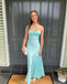 Popular Blue Sheath Spaghetti Straps Long Party Prom Dresses, Evening Dress,13212