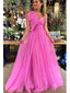 Popular Hot Pink A-line One Shoulder Maxi Long Party Prom Dresses,Evening Dress,13265