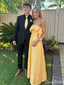 Pretty Yellow A-line Long Party Prom Dresses To Impress,Evening Dress,13539