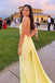 Pretty Yellow Mermaid Backless Long Party Prom Dresses To Impress,Evening Dress,13523