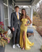 Pretty Yellow Mermaid Side Slit Long Party Prom Dresses To Impress,Evening Dress,13522