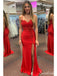 Gorgeous Red Mermaid Side Slit Long Party Prom Dresses To Impress,Evening Dress,13536