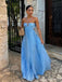 Sexy Blue A-line Spaghetti Straps Long Party Prom Dresses To Impress,Evening Dress,13532