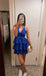 Sexy Blue A-line V-neck Mini Short Prom Homecoming Dresses Online,CM986