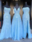 Sexy Blue Lace Beaded Cheap Evening Prom Dresses, Evening Party Prom Dresses, 12202