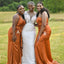 Sexy Burnt Orange Mermaid Maxi Long Bridesmaid Dresses For Wedding Party,WG1590
