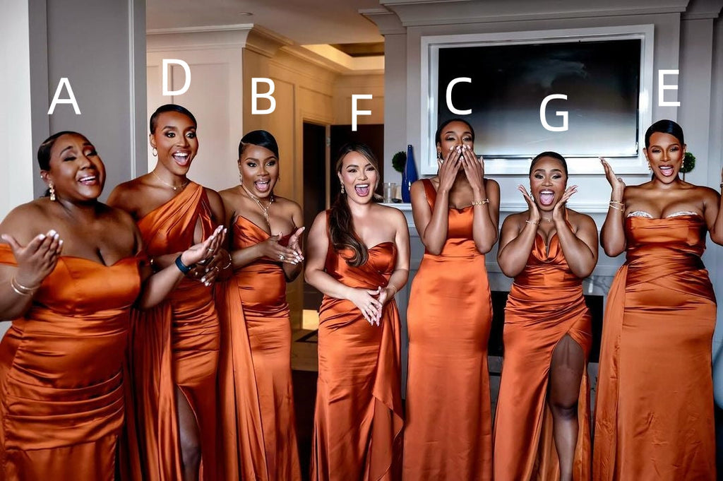 Sexy Burnt Orange Mermaid Maxi Long Bridesmaid Dresses For Wedding Party,WG1604