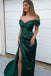Sexy Green Mermaid Off Shoulder Side Slit Long Party Prom Dresses, Evening Dress,13152