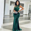 Sexy Green Mermaid One Shoulder Maxi Long Wedding Guest Bridesmaid Dresses,WG1550