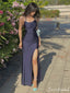 Sexy Navy Blue Mermaid Side Slit Long Party Prom Dresses To Impress,Evening Dress,13464