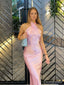 Sexy Pink Mermaid Halter Long Party Prom Dresses To Impress,Evening Dress,13515