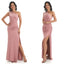 Sexy Pink Mermaid One Shoulder Cheap Long Bridesmaid Dresses Online,WG1058