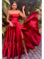 Sexy Red A-line Strapless Side Slit Maxi Long Party Prom Dresses, Evening Dress,13235