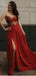 Sexy Red A-line Sweetheart High Slit Long Party Prom Dresses,Evening Dress,13113