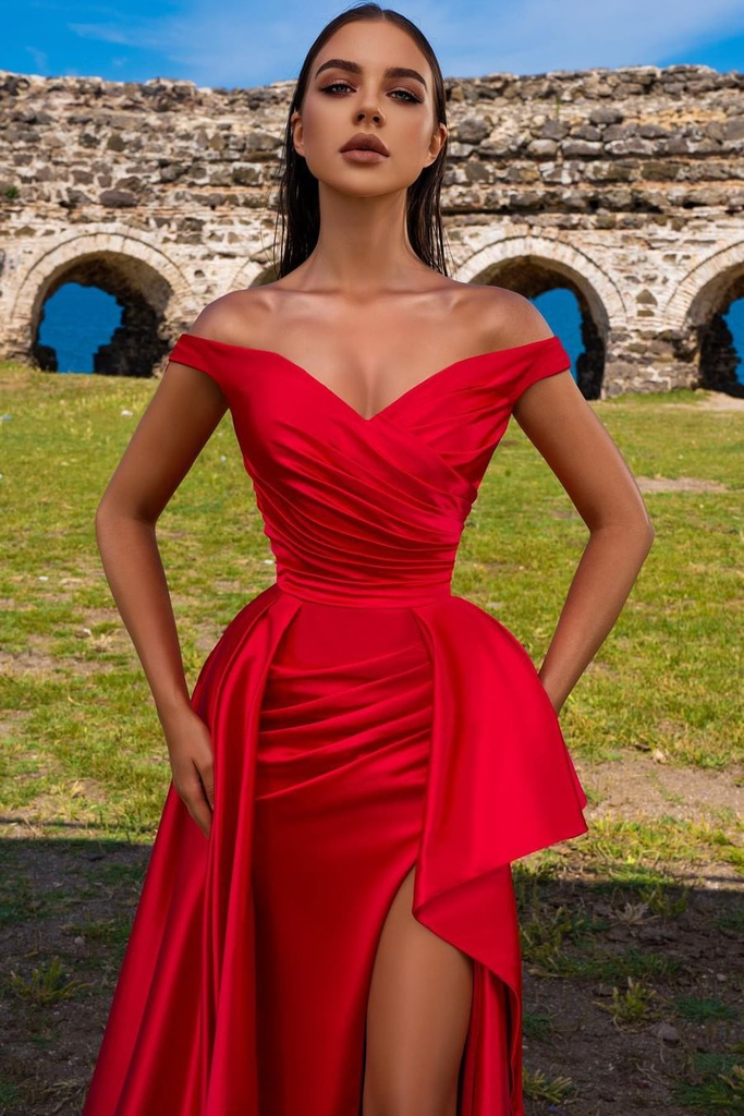 Sexy Red Sheath Off Shoulder Maxi Long Party Prom Dresses, Evening Dress,13132