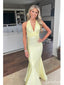 Sexy Yellow Mermaid Halter Long Party Prom Dresses To Impress,Evening Dress,13535